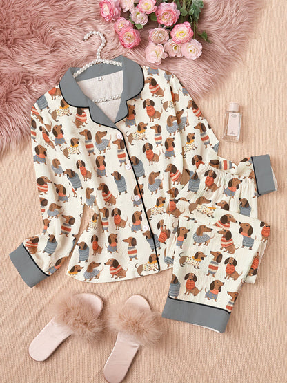 Lorva Dachshund Lover Classic Pajama Set Cuteness Overload