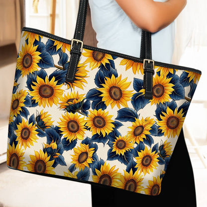 Lorva Sunflower Leather Tote Bag Twilight Sunflower