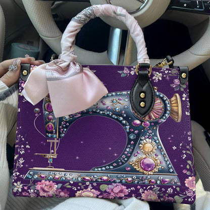 Lorva Sewing Leather Bag Purple Spark