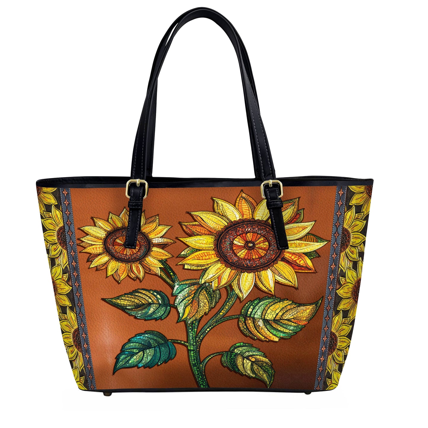 Lorva Sunflower Leather Tote Bag Two Hearts