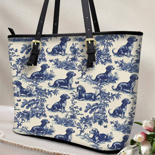 Lorva Dachshund Leather Tote Bag Lazy Day In Garden