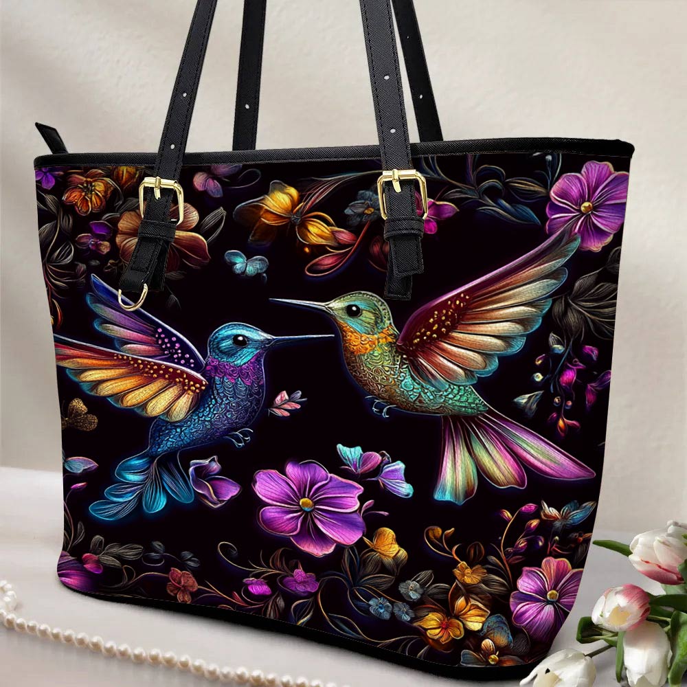 Lorva Hummingbird Leather Tote Bag Vintage Lovely