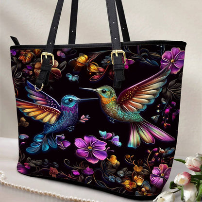 Lorva Hummingbird Leather Tote Bag Vintage Lovely
