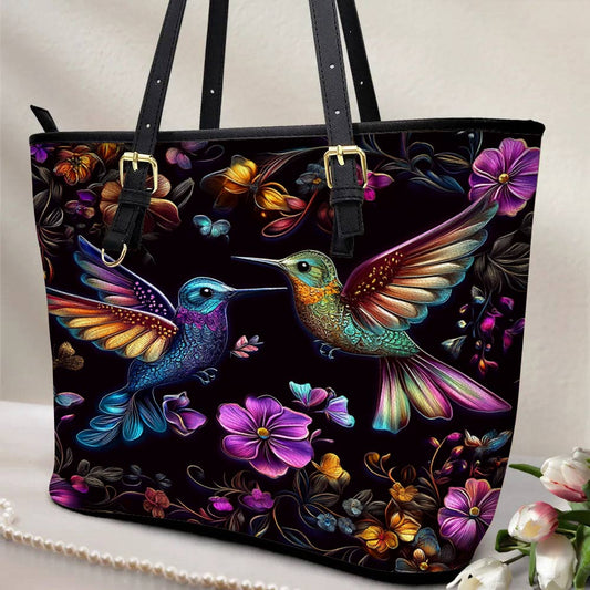 Lorva Hummingbird Leather Tote Bag Vintage Lovely