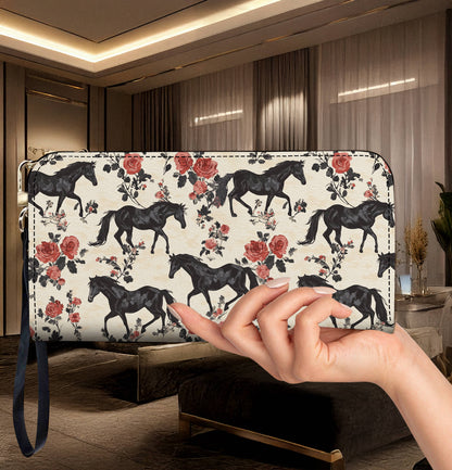 Lorva Leather Wallet Vintage Horse & Roses