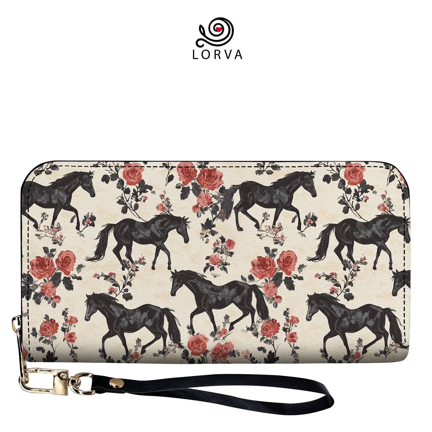 Lorva Leather Wallet Vintage Horse & Roses