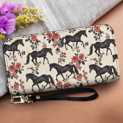 Lorva Leather Wallet Vintage Horse & Roses