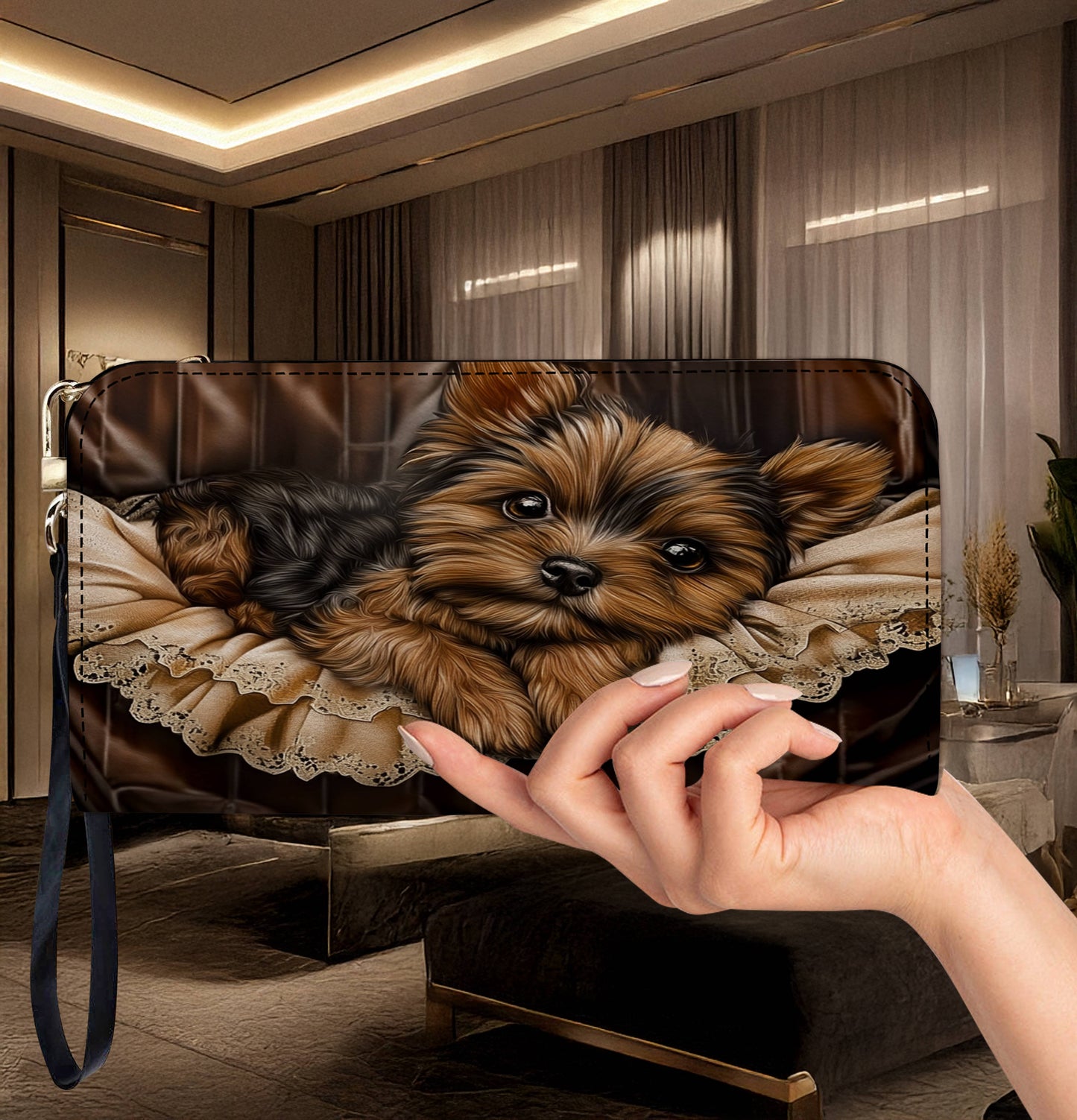 Lorva Yorkie Leather Wallet Snuggles & Sophistication