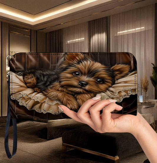 Lorva Yorkie Leather Wallet Snuggles & Sophistication