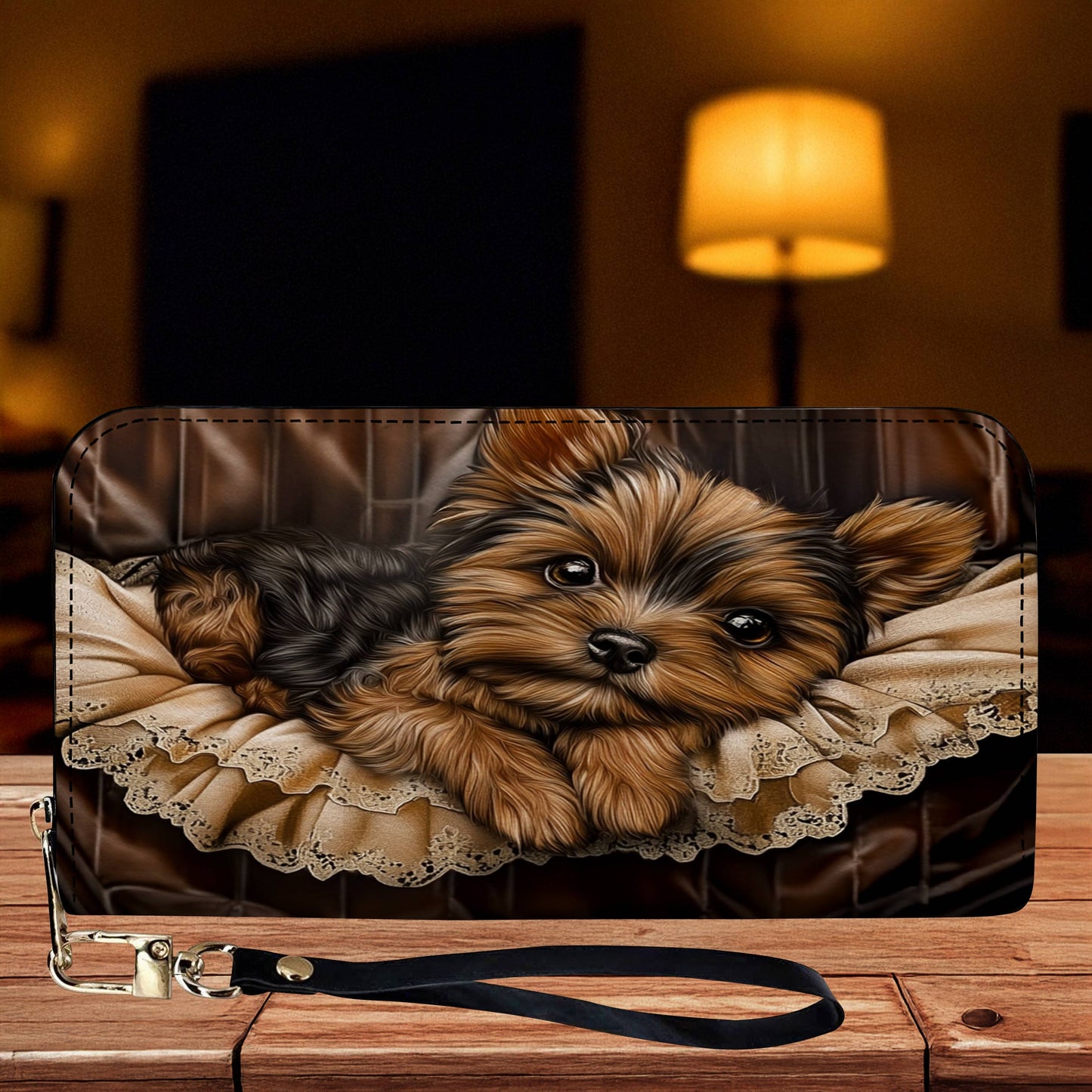 Lorva Yorkie Leather Wallet Snuggles & Sophistication