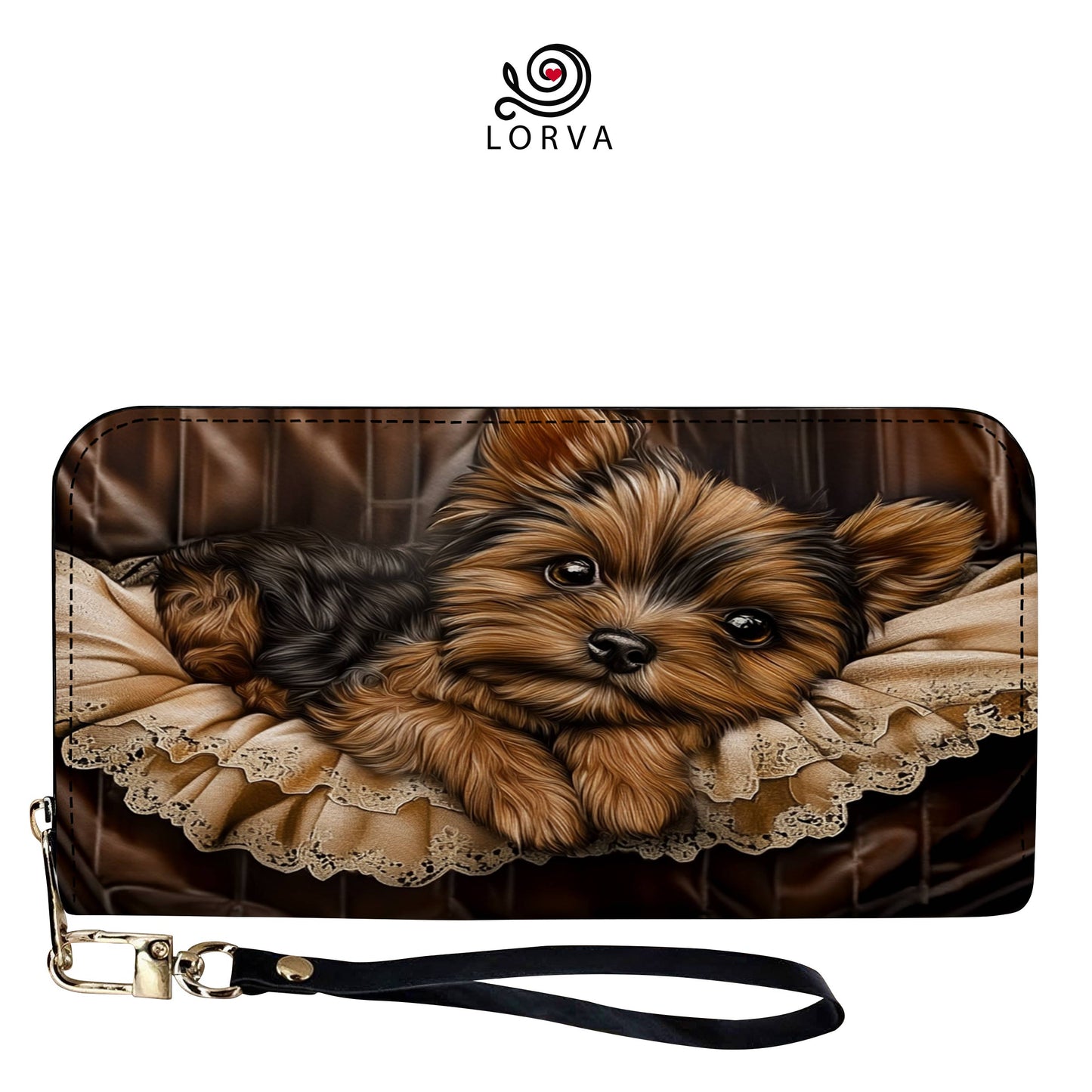 Lorva Yorkie Leather Wallet Snuggles & Sophistication