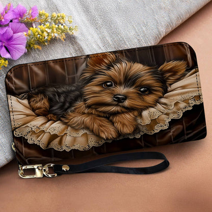 Lorva Yorkie Leather Wallet Snuggles & Sophistication