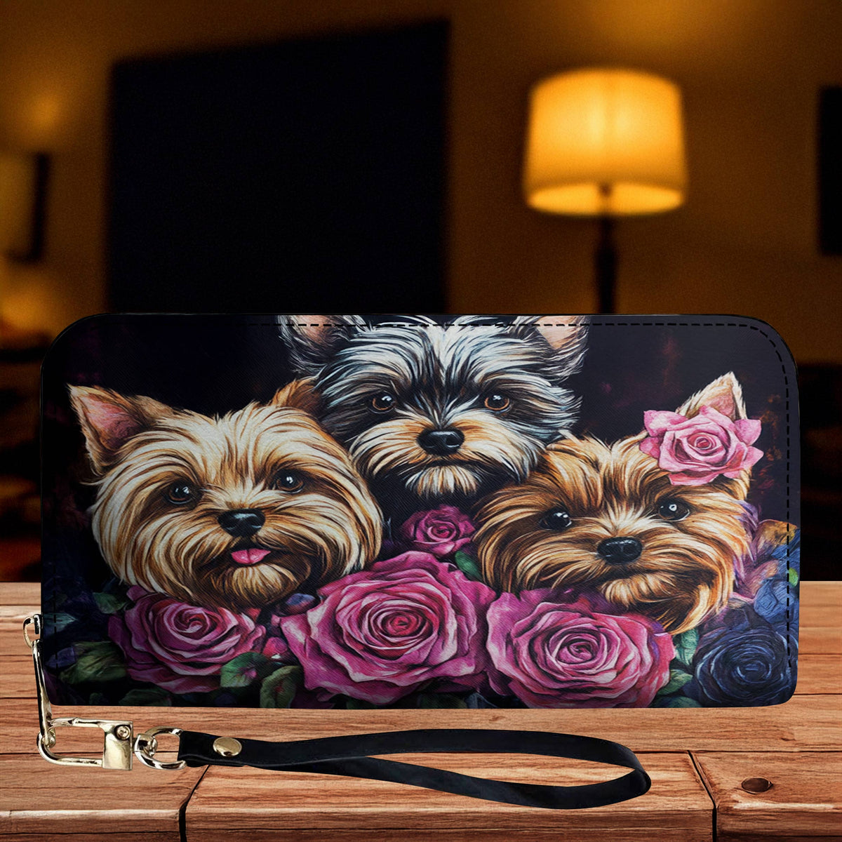 Lorva Yorkie Leather Wallet Fluff, Flowers & Forever Love