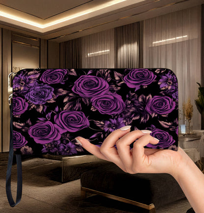 Lorva Leather Wallet Midnight Roses