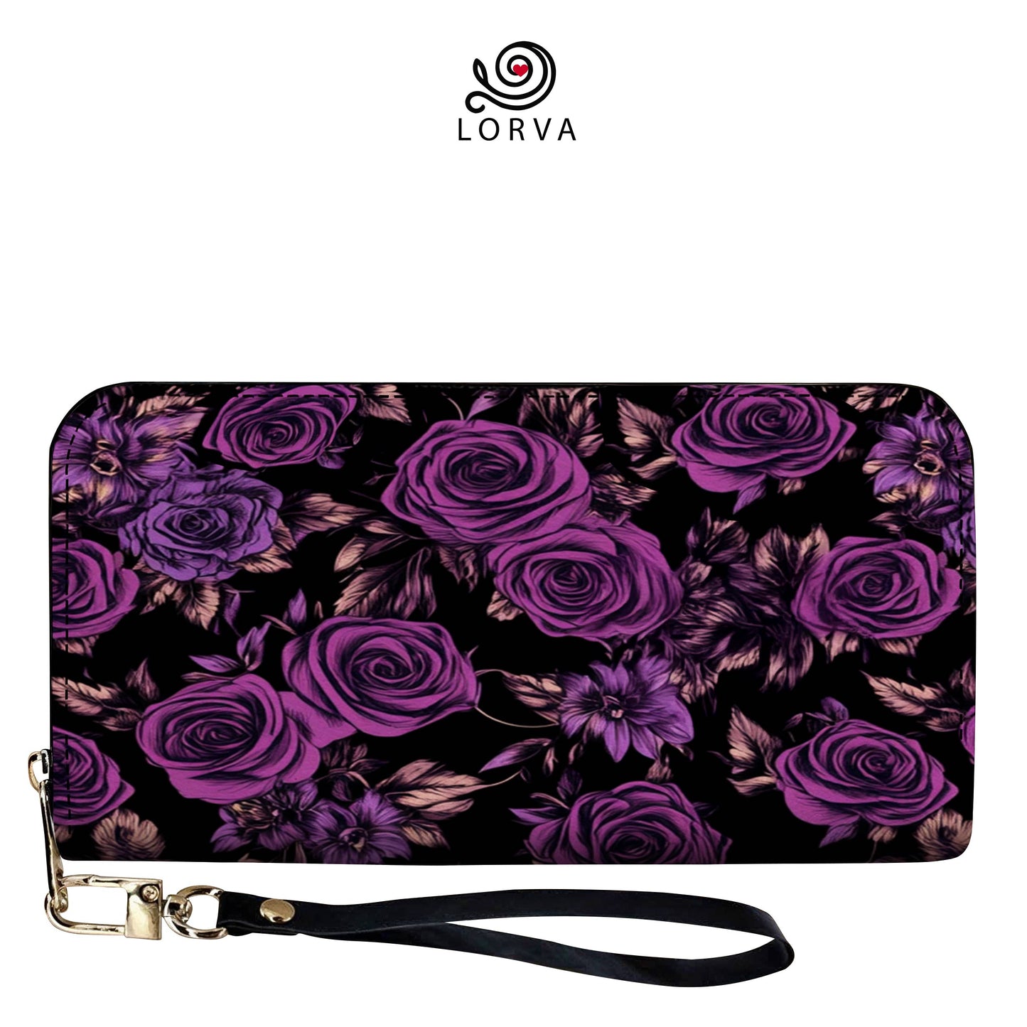 Lorva Leather Wallet Midnight Roses