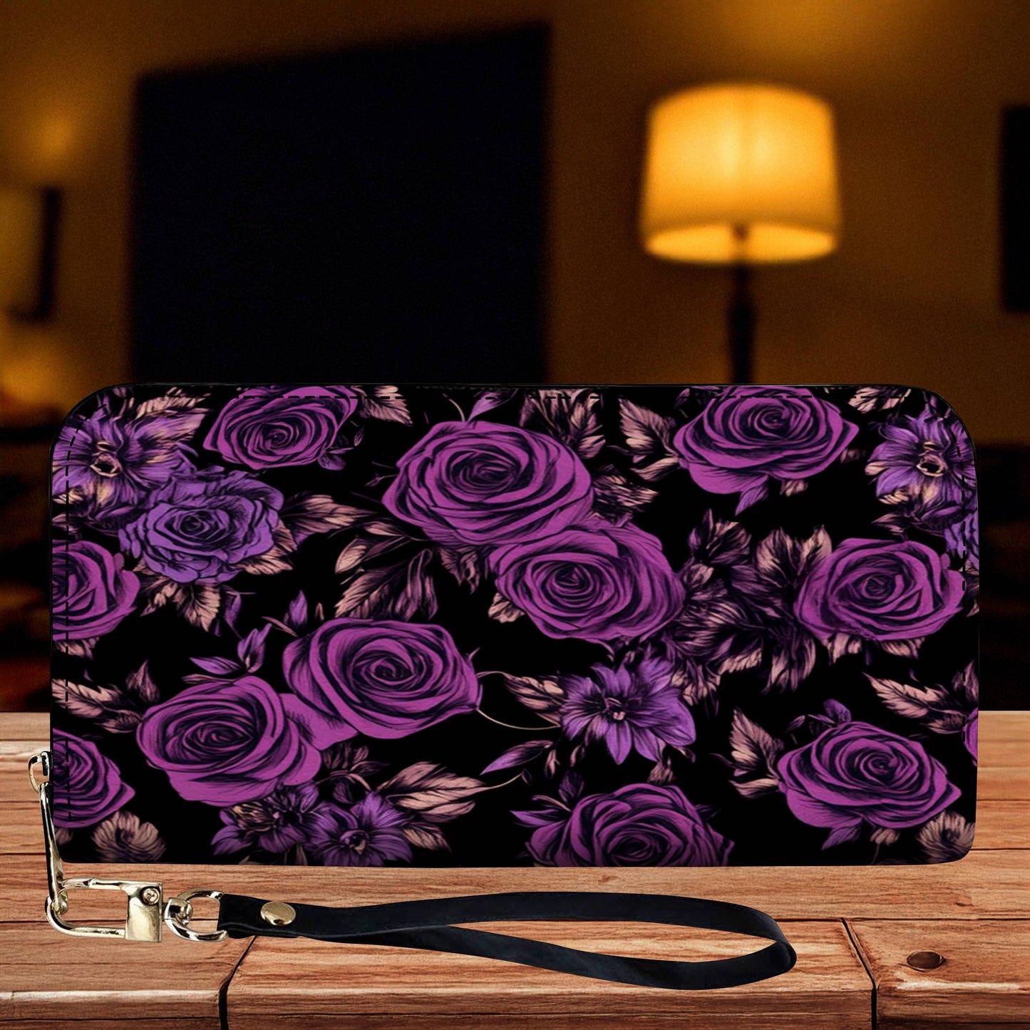 Lorva Leather Wallet Midnight Roses