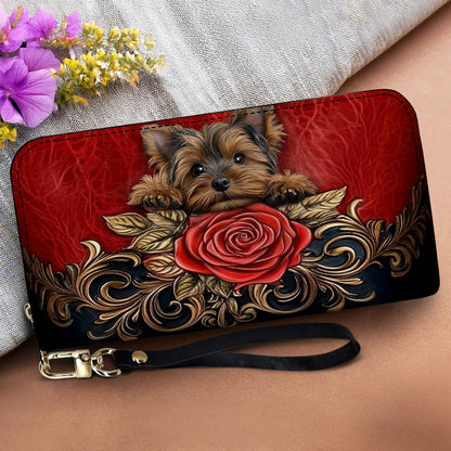 Lorva Yorkie Leather Wallet Regal Beauty with a Touch of Cuteness