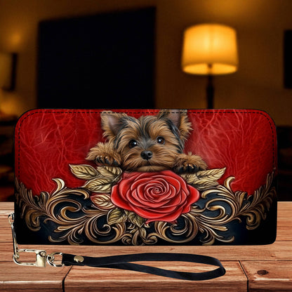 Lorva Yorkie Leather Wallet Regal Beauty with a Touch of Cuteness
