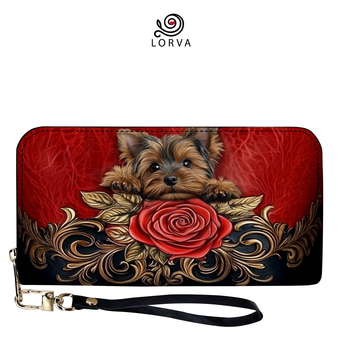Lorva Yorkie Leather Wallet Regal Beauty with a Touch of Cuteness
