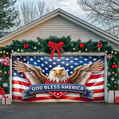 Lorva Christmas Garage Door Banner Decoration God Bless America