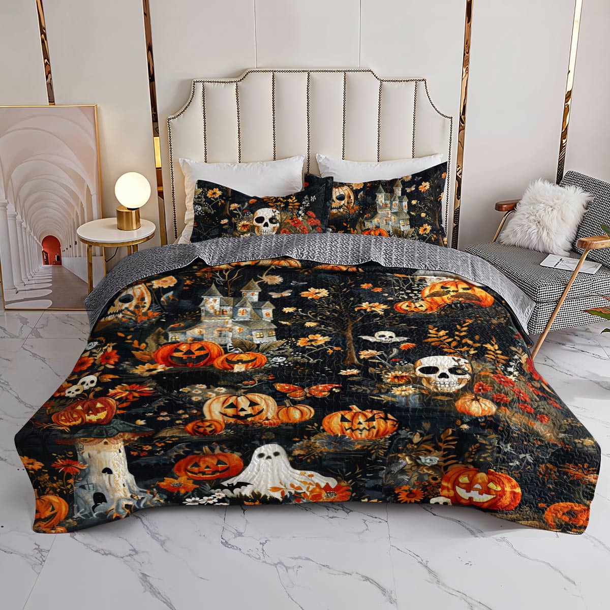 Halloween Lorva All Season Quilt 3-Piece Set Charming Floral Autumn