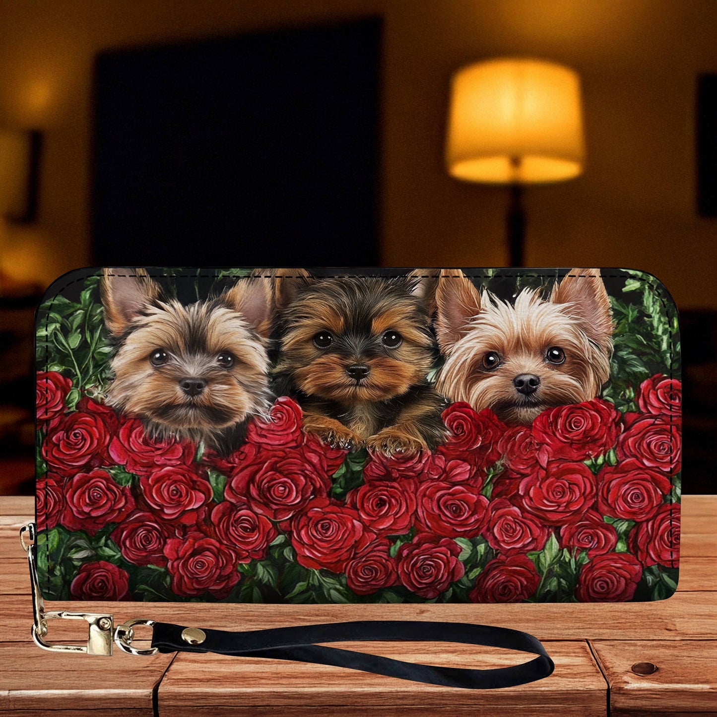 Lorva Leather Wallet A Floral Fantasy with Furry Friends