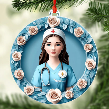 Lorva Nurse 2D Personalized Acrylic Ornament Compassion Bloom