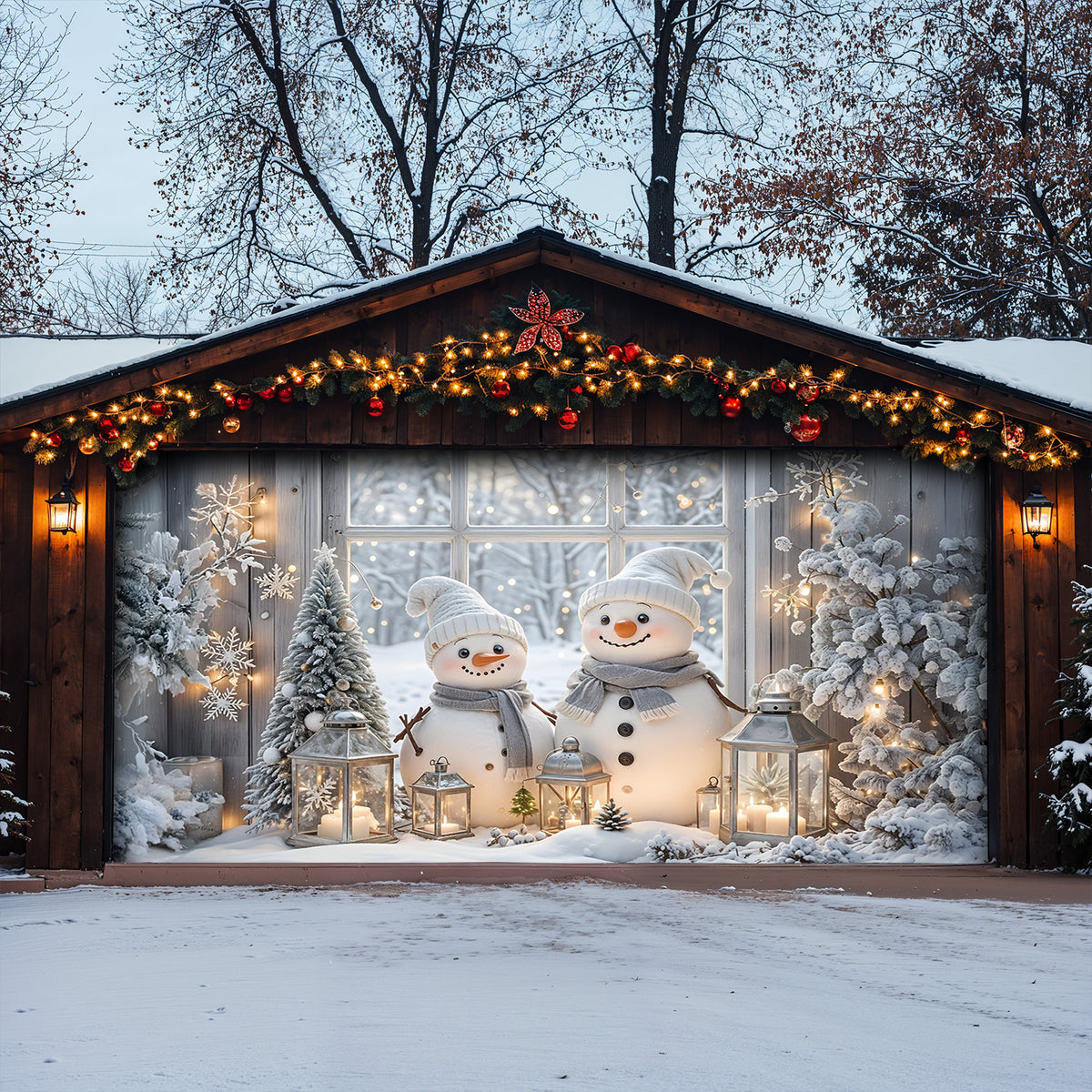 Lorva Snowman Garage Door Banner Decoration Beautiful Life