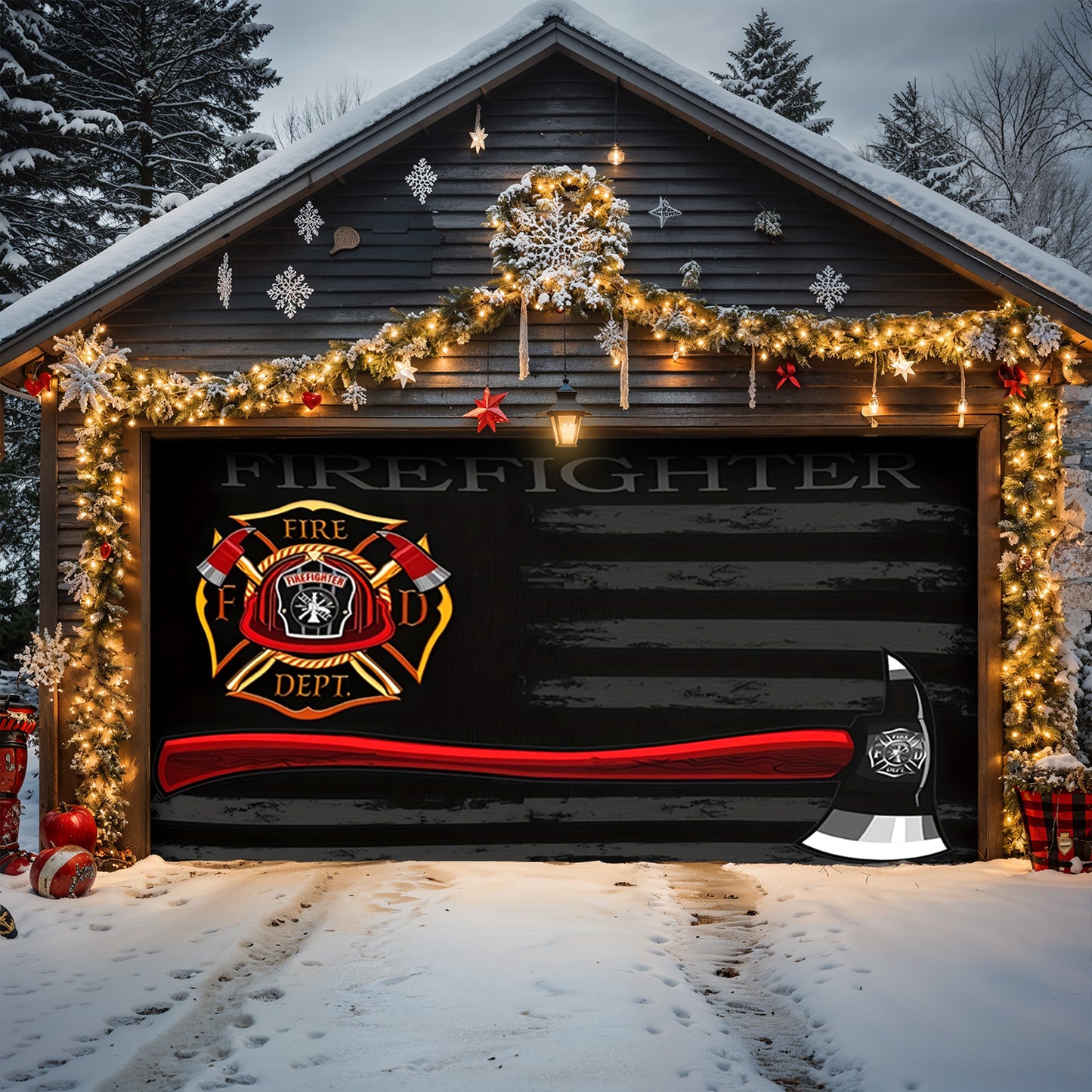 Lorva Garage Door Banner Decoration The Bravery Brew Firefighter