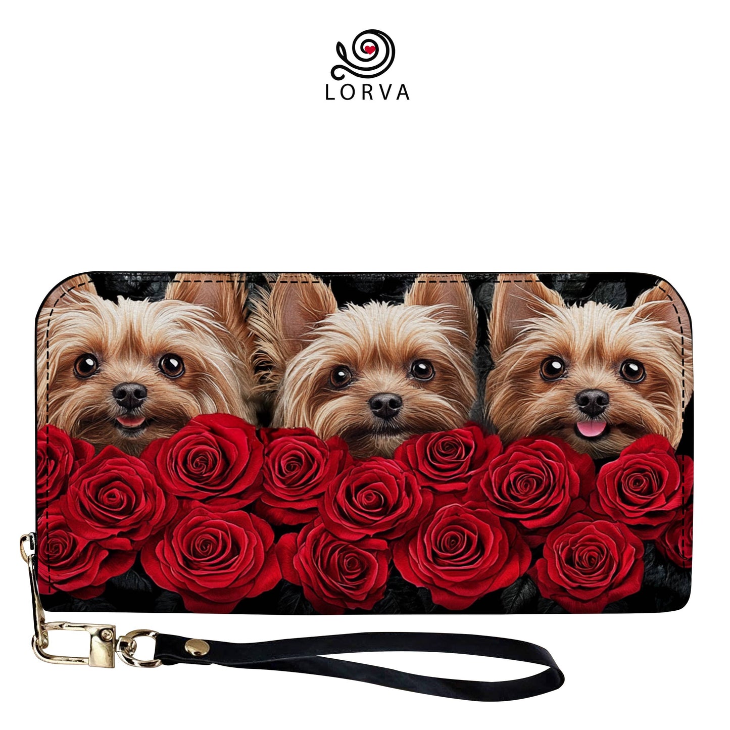Lorva Leather Wallet Red Roses & Yorkie Noses