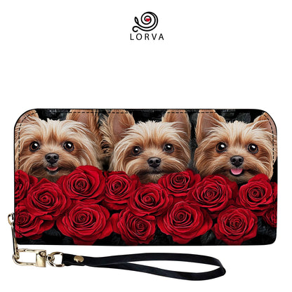 Lorva Leather Wallet Red Roses & Yorkie Noses