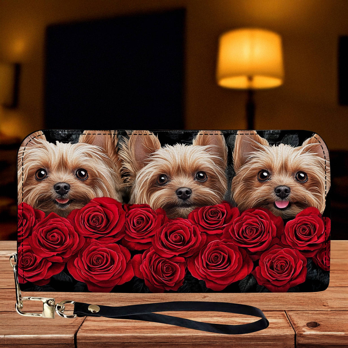 Lorva Leather Wallet Red Roses & Yorkie Noses