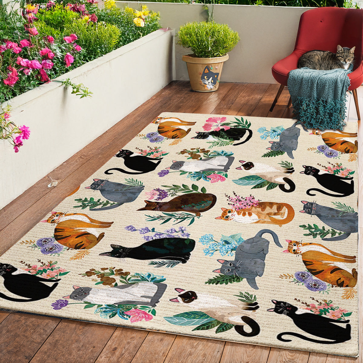 Lorva Area Rug Botanical Cats