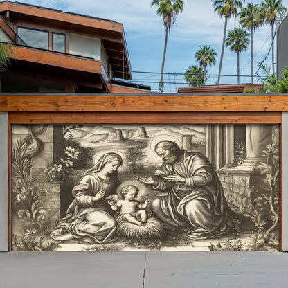 Lorva Christmas Holy Family Garage Door Banner Decoration Classical