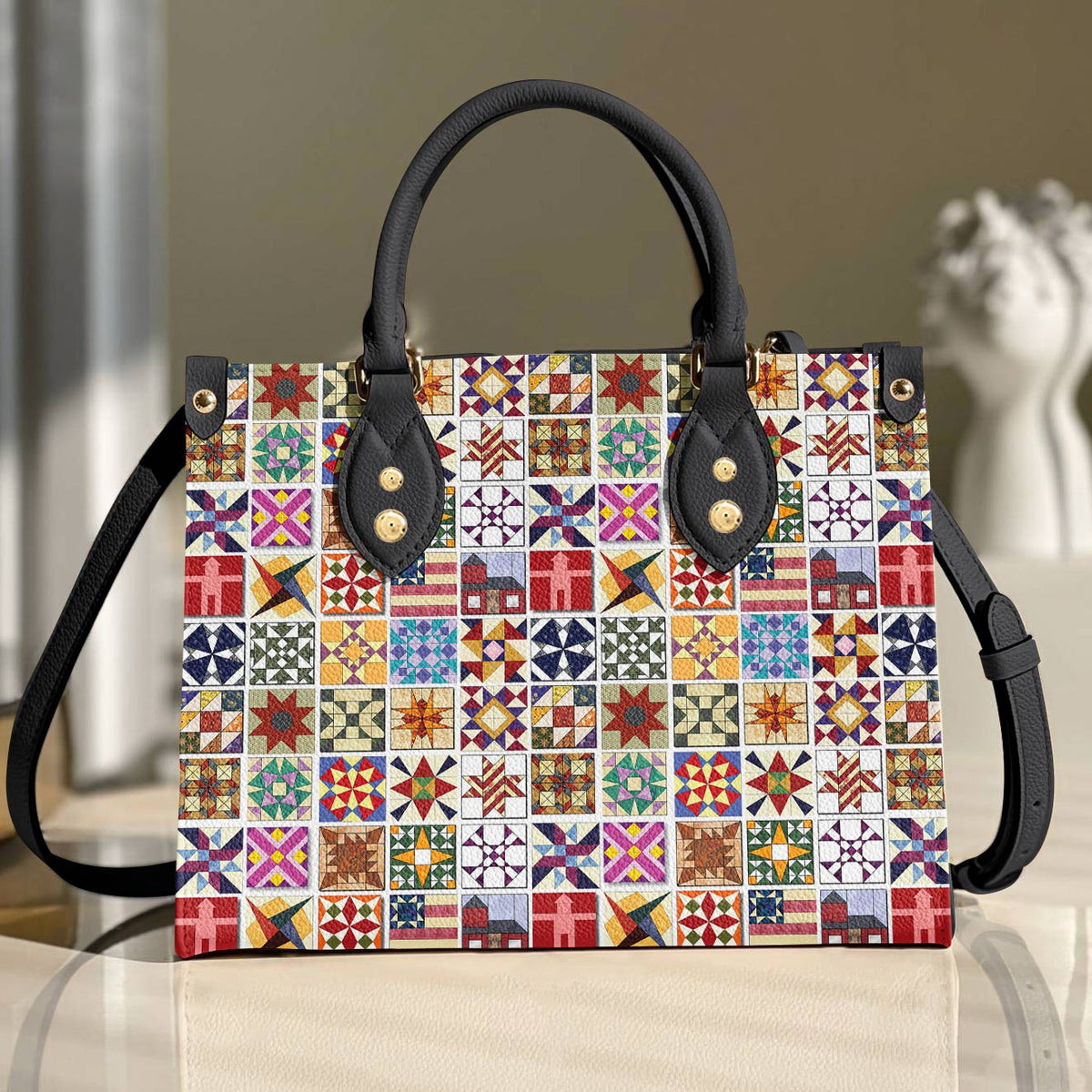 Lorva Leather Bag Beautiful Quilt Block Symphony