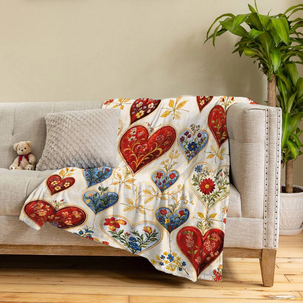 Lorva Fleece Blanket Gorgeous Floral Heart