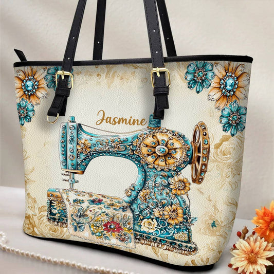 Lorva Personalized Sewing Leather Tote Bag Baroque Bloom