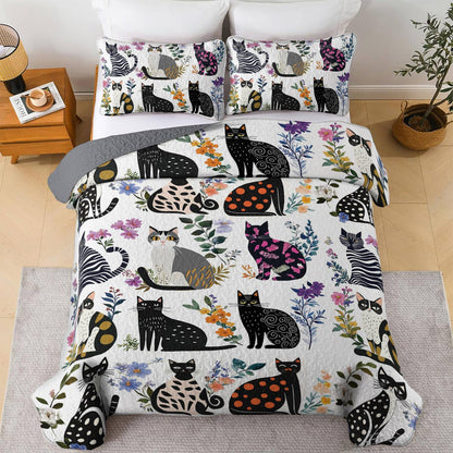 Lorva All Season Quilt 3-Piece Set Enchanted Cat Garden