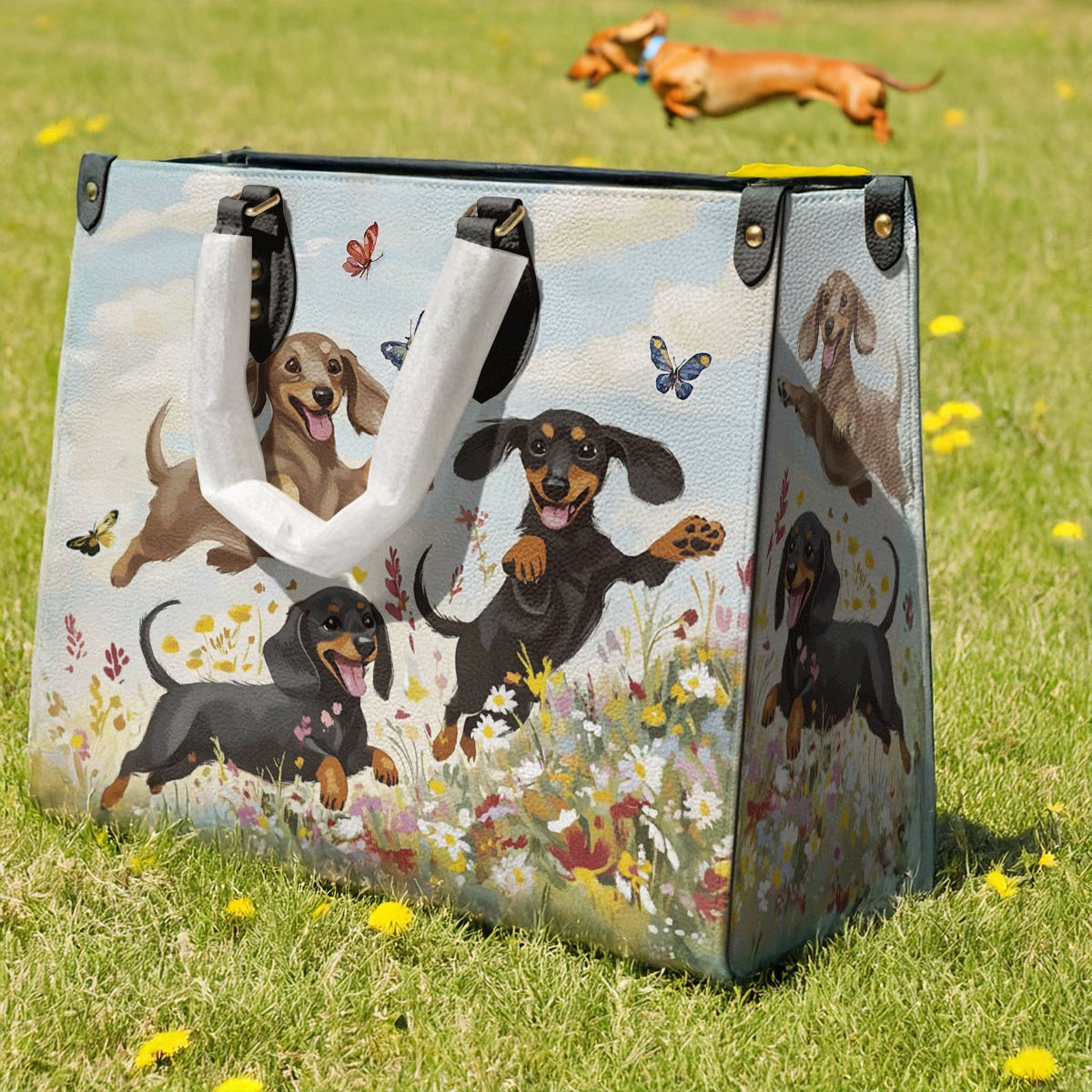 Lorva Leather Bag Happy Dachshunds