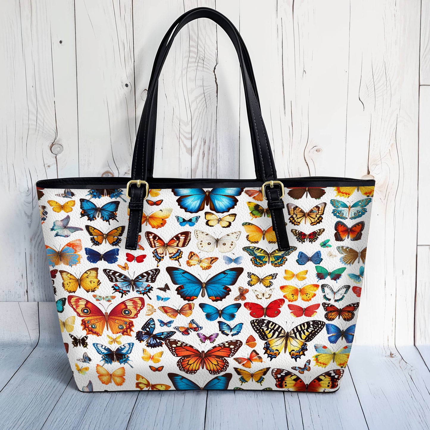 Lorva Butterfly Leather Tote Bag Butterfly Kaleidoscope