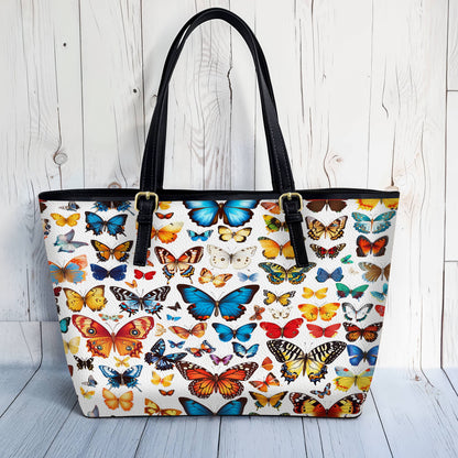 Lorva Butterfly Leather Tote Bag Butterfly Kaleidoscope