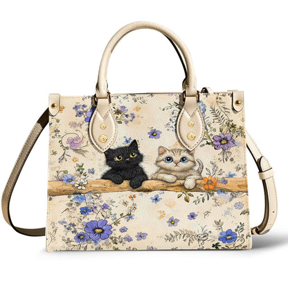 Lorva Leather Bag Cute Blossom Kittens