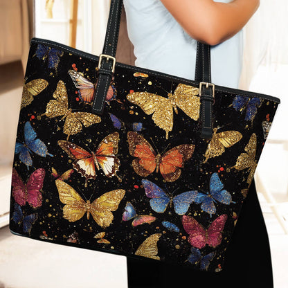 Lorva Butterfly Leather Tote Bag Butterfly Galaxy Glow
