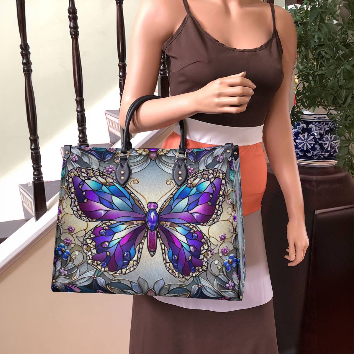 Lorva Leather Bag Mosaic Butterfly