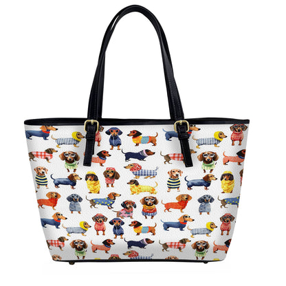 Lorva Leather Tote Bag Stylish Dachshund