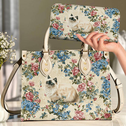 Lorva Cat Leather Bag Vintage Floral Cat