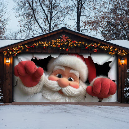Lorva Christmas Garage Door Banner Decoration Santa's Surprise