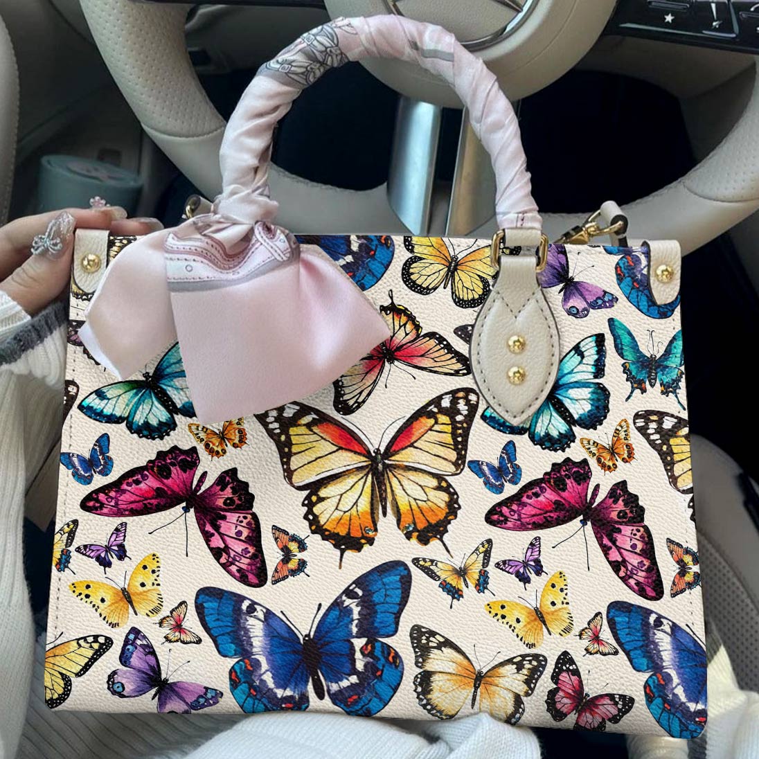 Lorva Leather Bag Colorful Butterflies