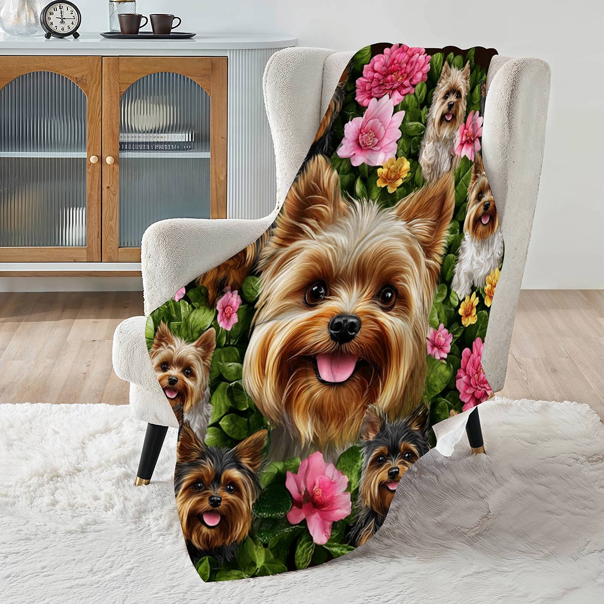 Lorva Fleece Blanket Happy Yorkie
