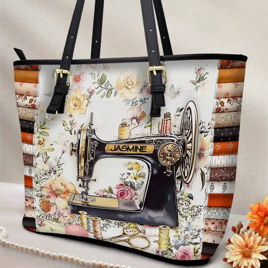 Lorva Personalized Sewing Leather Tote  Bag Vintage Bloom